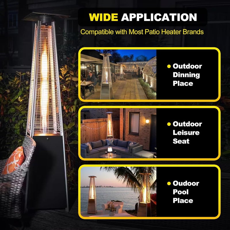 YEHERIT Patio Heater Glass Tube Replacement with Rubber Ring, 49.5″ Tall 4″ Diameter, Quartz Glass Tube Fit Four-Sided Pyramid Flame Outdoor Heaters Compatible with Hiland, Fire Sense - Image 2